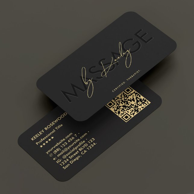 Physiotherapeut Massage Therapist Black Modern Visitenkarte (Physiotherapist Massage Therapist Black Modern Business Card
)