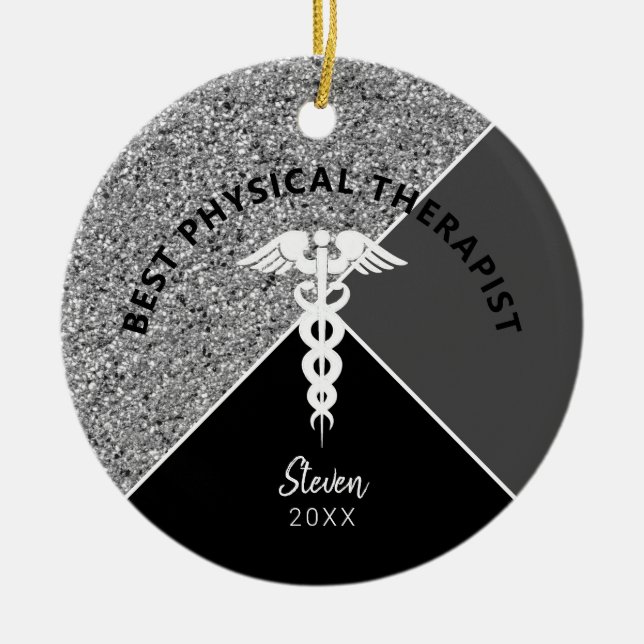 Physiotherapeut Medical Silver Personalisiert Keramik Ornament (Vorne)