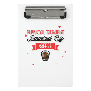 Physiotherapeut mit Kaffee Mini Klemmbrett