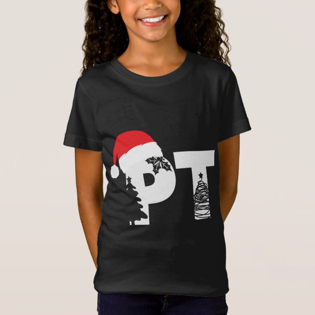 Physiotherapeut PT Weihnachtsmannmütze Weihnachten T-Shirt (Vorderseite)