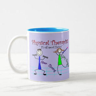 Physiotherapeut Stick People "Behalt Moving" Zweifarbige Tasse