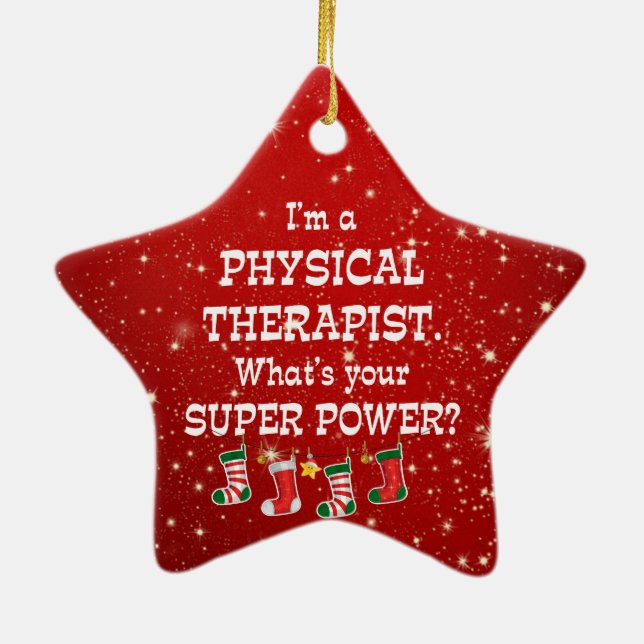 Physiotherapeut Super Power, Weihnachtsdesign Keramik Ornament (Hinten)
