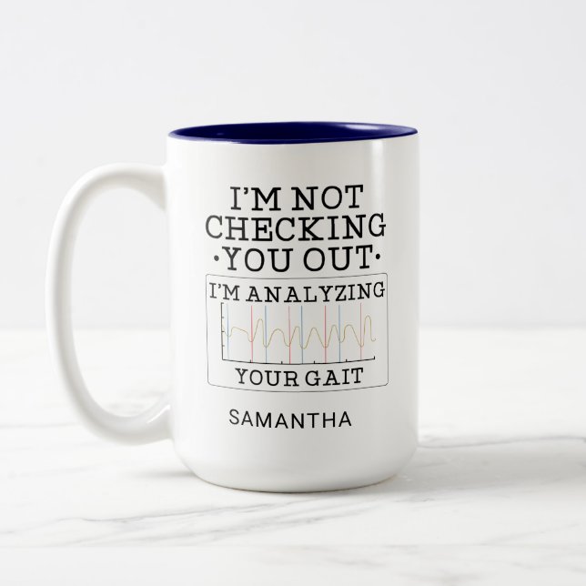 Physiotherapeut überprüft Sie nicht den Beutel Zweifarbige Tasse (Links)