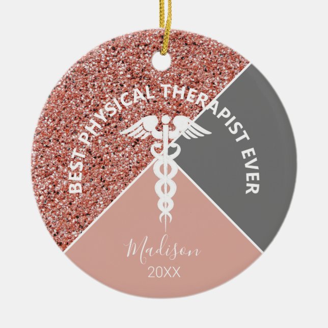 Physiotherapeutische Rose Gold Personalisiertes Ja Keramik Ornament (Vorne)