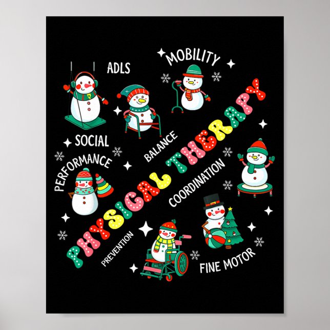 Physiotherapie Weihnachtsmann Schneemann Pt Physio Poster (Vorne)