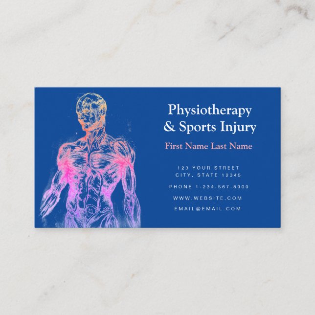 Physiotherapy and Sports Injury Business Card Visitenkarte (Vorderseite)