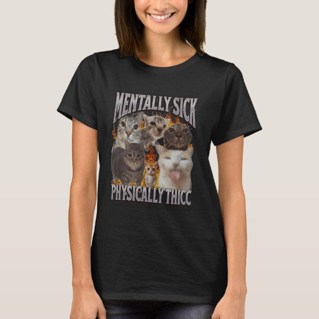 Physisch thicc Funny Cat Meme Bootleg Graphic T-Shirt (Vorderseite)