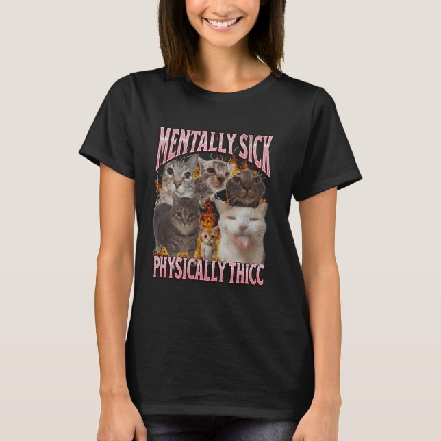 Physisch thicc Funny Cat Meme Bootleg Graphic T-Shirt (Vorderseite)
