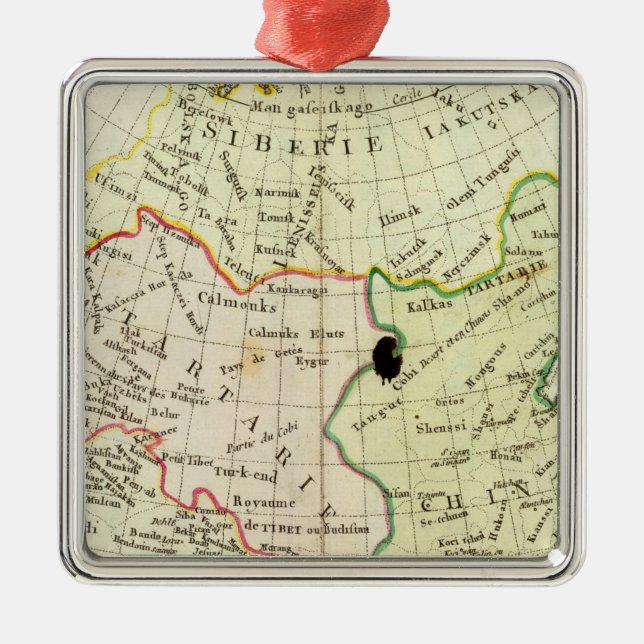 Physische Karte Asiens Silbernes Ornament (Vorne)