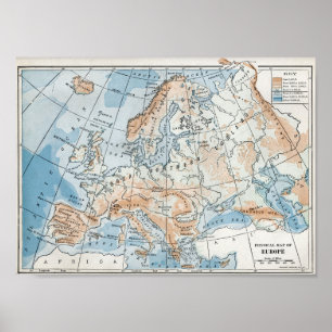 Physische Karte Europas (1916) Poster