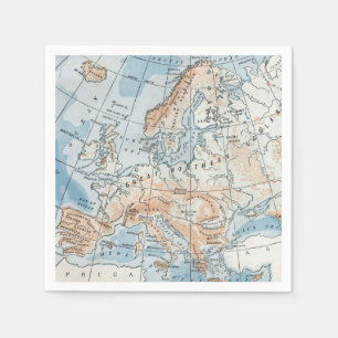 Physische Karte von Europa (1916) Serviette