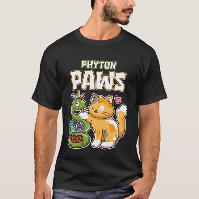 Phyton Pfoten Lustige Katze Schlange Python Progra T-Shirt (Vorderseite)