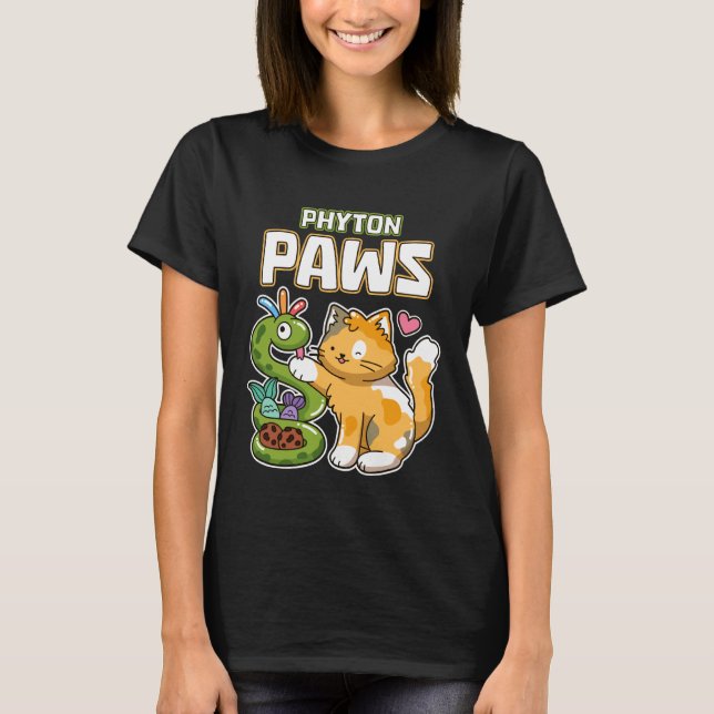 Phyton Pfoten Lustige Katze Schlange Python Progra T-Shirt (Vorderseite)