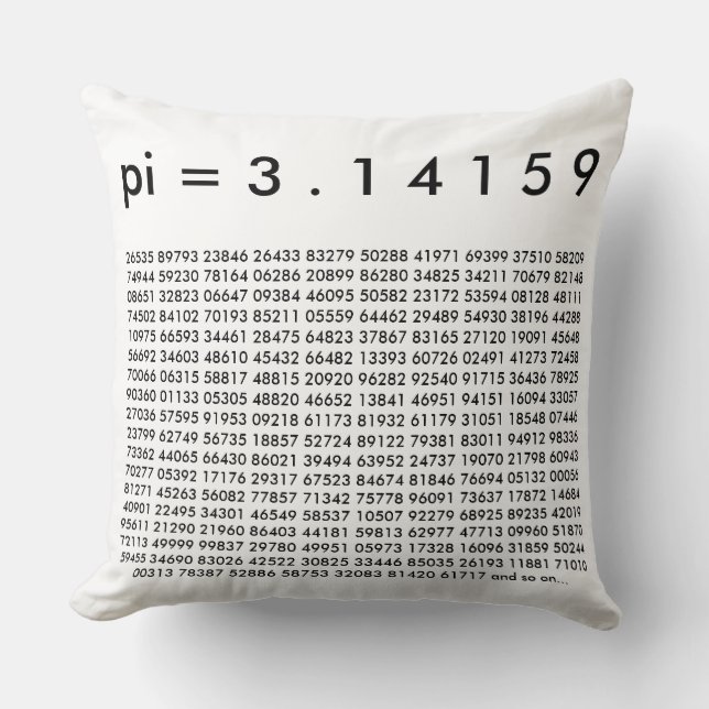 pi= 3.14159 Black White Math Science pi Day Digita Kissen (Vorderseite)