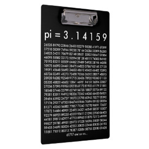 pi= 3.14159 Black White Math Science pi Day Digita Klemmbrett