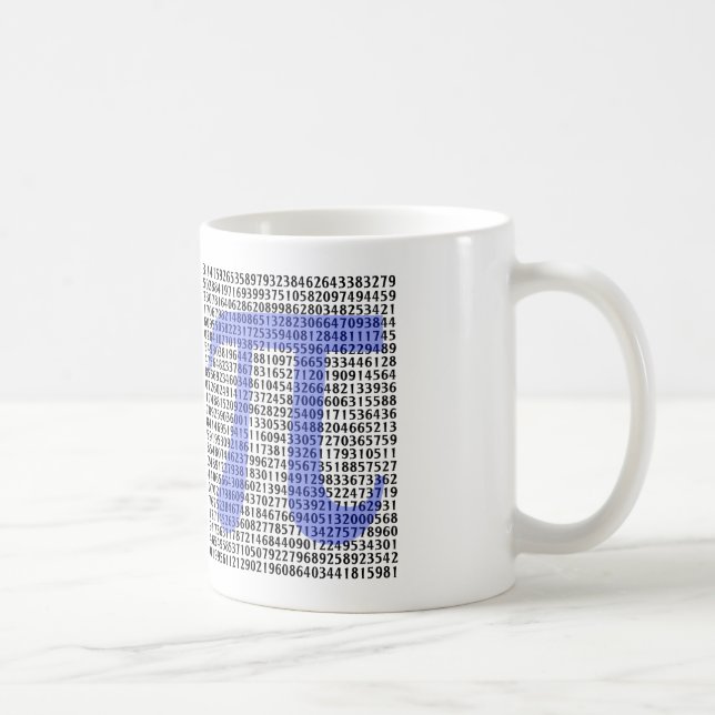 Pi 3.14 bis Hundert Ziffern Tasse (Rechts)