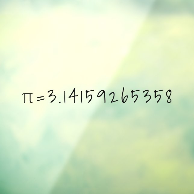Pi bis 10 Dezimalstellen "1=3,14" Mathematik und N Fensteraufkleber (Blatt 3)