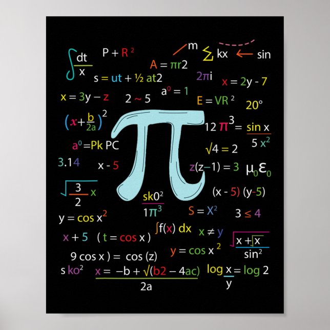 Pi Circle Number Formeln Nerdy Mathematicians Pi Poster (Vorne)