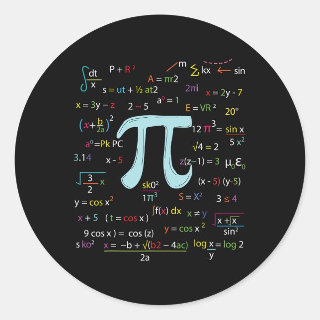 Pi Circle Number Formeln Nerdy Mathematicians Pi Runder Aufkleber (Vorderseite)