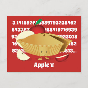 Pi Day Apple Pie Cartoon Zeichennummern Postkarte