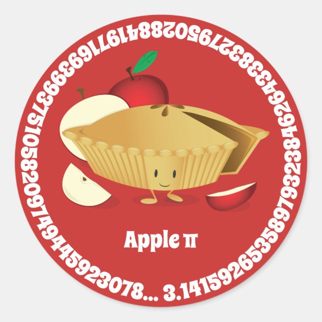 Pi Day Apple Pie Cartoon Zeichennummern Runder Aufkleber (Vorderseite)