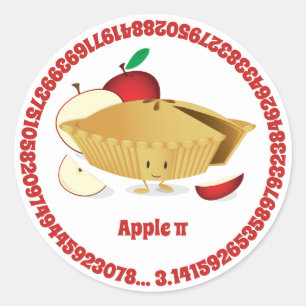 Pi Day Apple Pie Niedliche Cartoon Nummern Runder Aufkleber