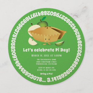 Pi Day Apple Pie Party Green Mathe Holiday Einladung