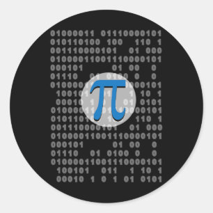 Pi Day Ascii Binärkode 3.14 Pi Symbol Mathematik N Runder Aufkleber