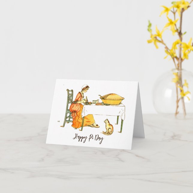 Pi Day Funny Vintage Viktorianische Illustrationsk Karte (Gelbe Blume)