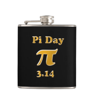 Pi Day Gold auf schwarz Flachmann