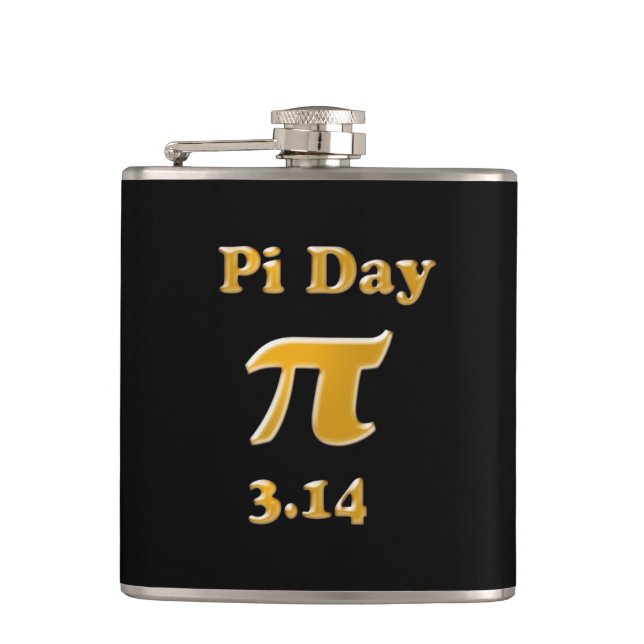 Pi Day Gold auf schwarz Flachmann (Vorderseite)