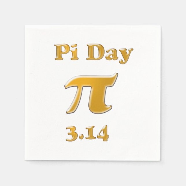 Pi Day Gold auf Weiß Serviette (Vorderseite)