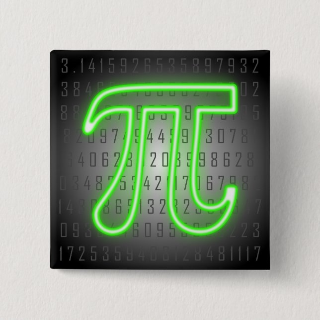 Pi Day Green Neon Button (Vorderseite)