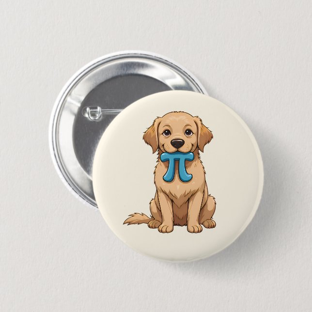 Pi-Day-Hund mit Pi-Symbol | Cute Pi Math Button (Vorne & Hinten)