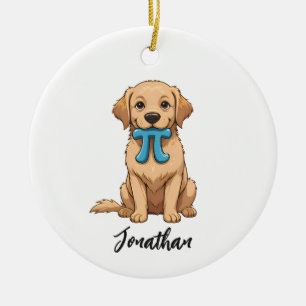 Pi Day Hund mit Pi-Symbol   Froher Pi-Tag Keramik Ornament