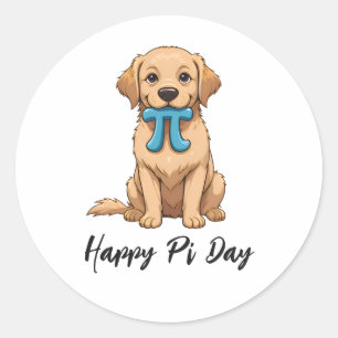Pi Day Hund mit Pi Symbol   Happy Pi Day Runder Aufkleber
