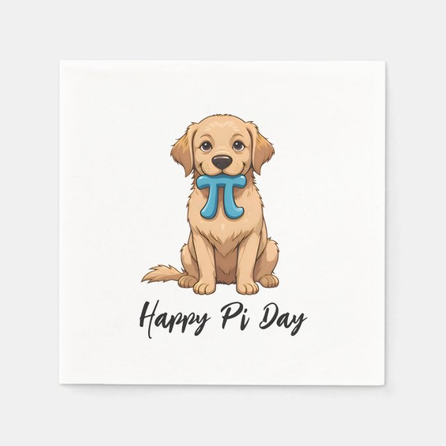 Pi Day Hund mit Pi Symbol | Happy Pi Day Serviette (Vorderseite)
