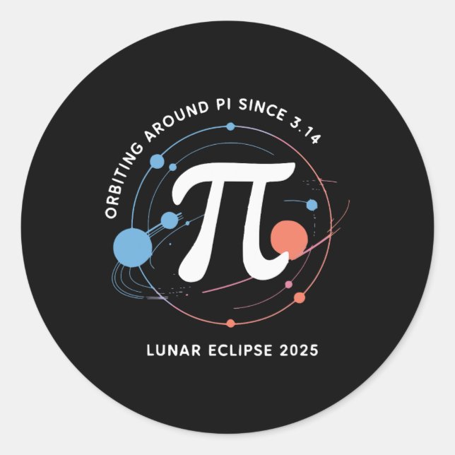 Pi Day Lunar Eclipse 2025 Kosmische Mathematik Runder Aufkleber (Vorderseite)