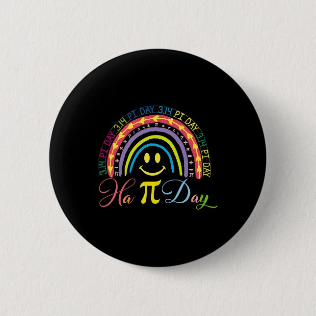 Pi Day Math Number Rainbow Happy Pi Day Fun Lächel Button (Vorderseite)