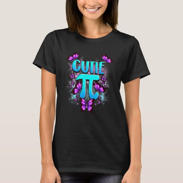 Pi Day Niedlich Funny Süsse Pi Math Pie Butterfly  T-Shirt (Vorderseite)