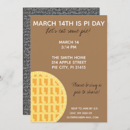 Pi Day Party Einladung mit Pi-Ziffern auf der Rück