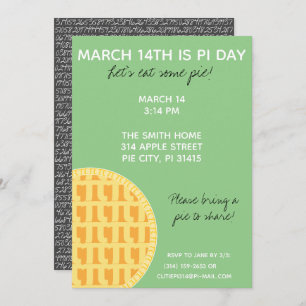 Pi Day Party Einladung mit Pi-Ziffern auf der Rück