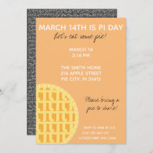 Pi Day Party Einladung mit Pi-Ziffern auf der Rück