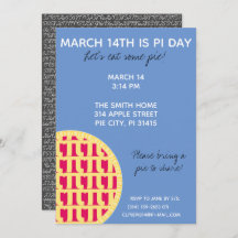 Pi Day Party Einladung mit Pi-Ziffern auf der Rück