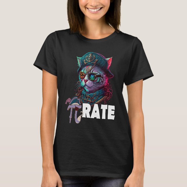 Pi Day Pirate Cat 3 14 Mathematik Lehrer Pi Ra T-Shirt (Vorderseite)