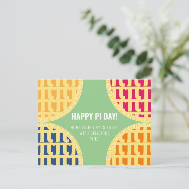 Pi Day Postcard "Happy Pi Day" Köstliche Pi Postkarte (Stehend Vorderseite)