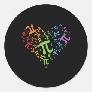 Pi Day Shirt Rainbow Heart Math Lgbt Lesbian P Runder Aufkleber