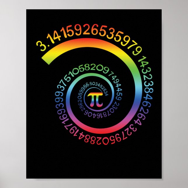 Pi Day Shirt Spiral Pi Farbnummern Lehrer Student Poster (Vorne)