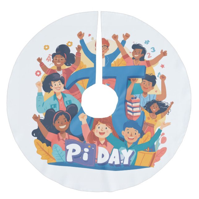 Pi-Day-Squad-Feierdesign Polyester Weihnachtsbaumdecke (Vorderseite)