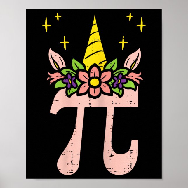 Pi Day Symbol Unicorn Head Niedlich 314 Math Pun G Poster (Vorne)